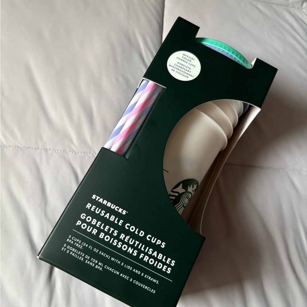 Starbucks Reusable Color Change Cold Cups with Lids and Straws